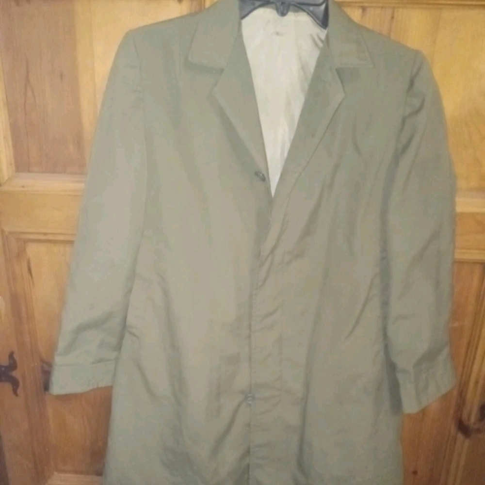 Vintage Men's Olive Green Trench Coat